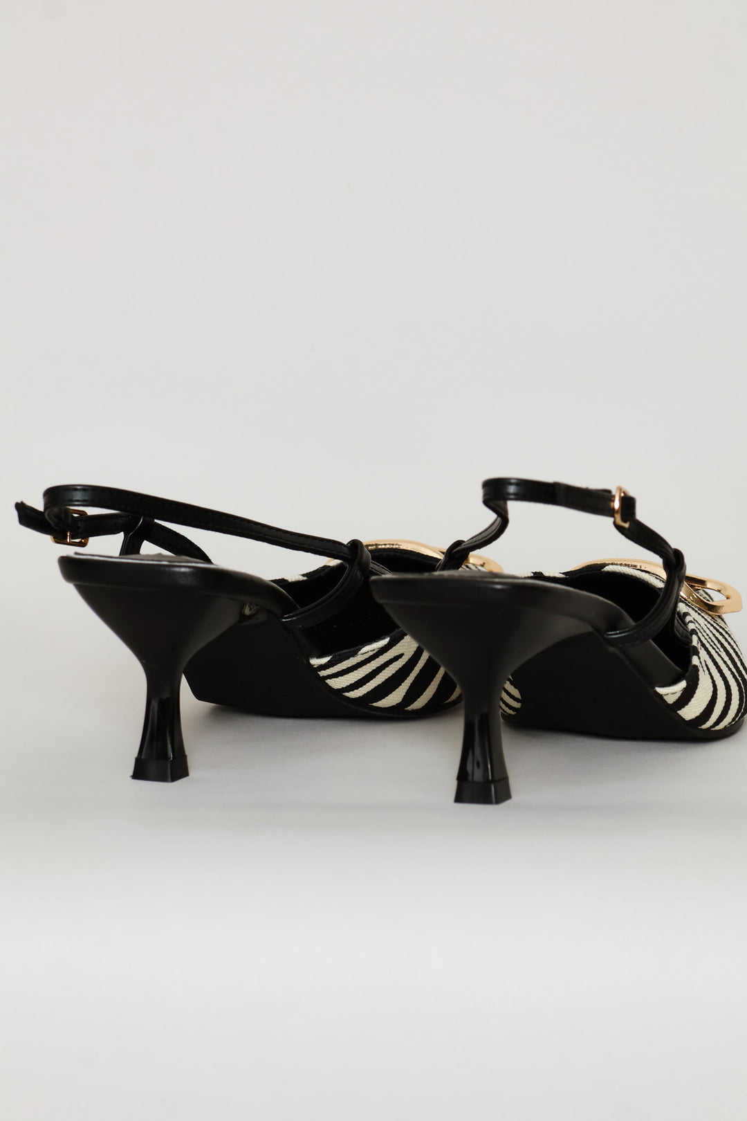 Square Vamp Mogram Slingback Mule Heel - Black