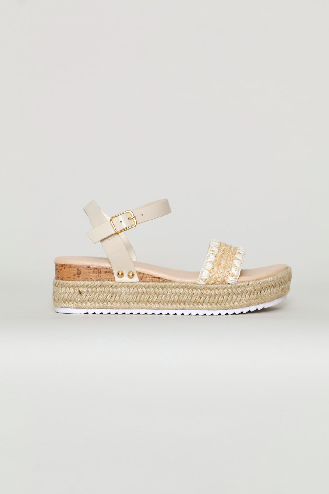 Girls Weave Espadrille Wedge - Stone