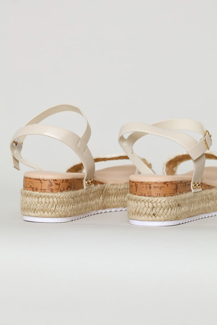 Girls Weave Espadrille Wedge - Stone