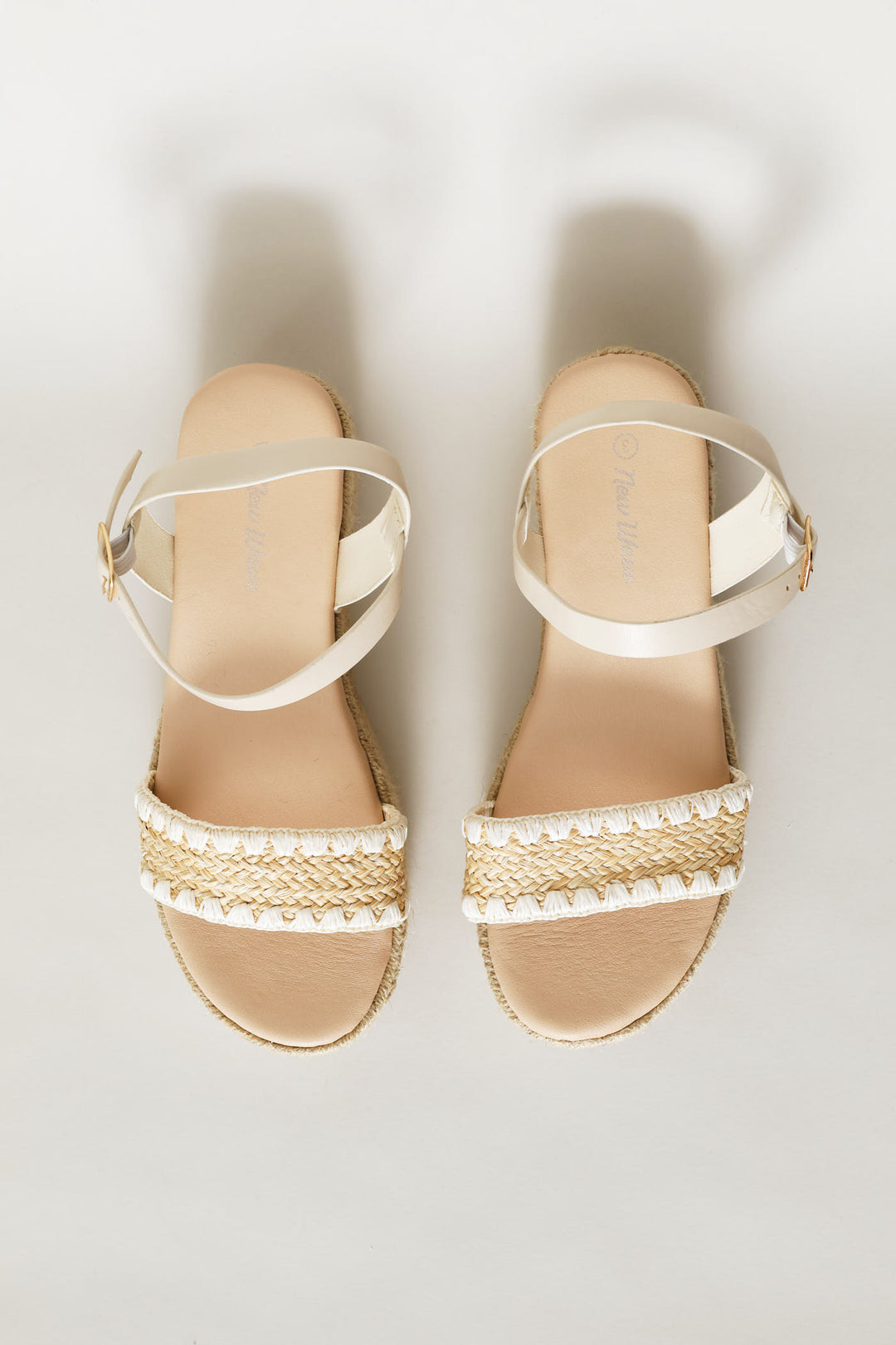 Girls Weave Espadrille Wedge - Stone