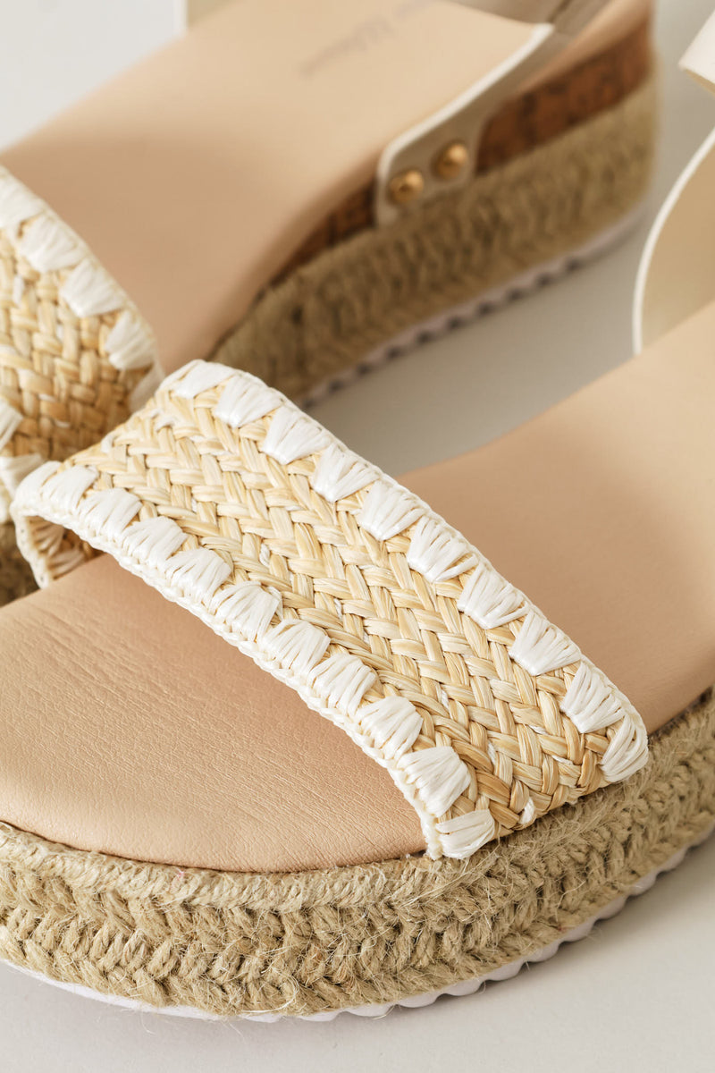 Girls Weave Espadrille Wedge - Stone