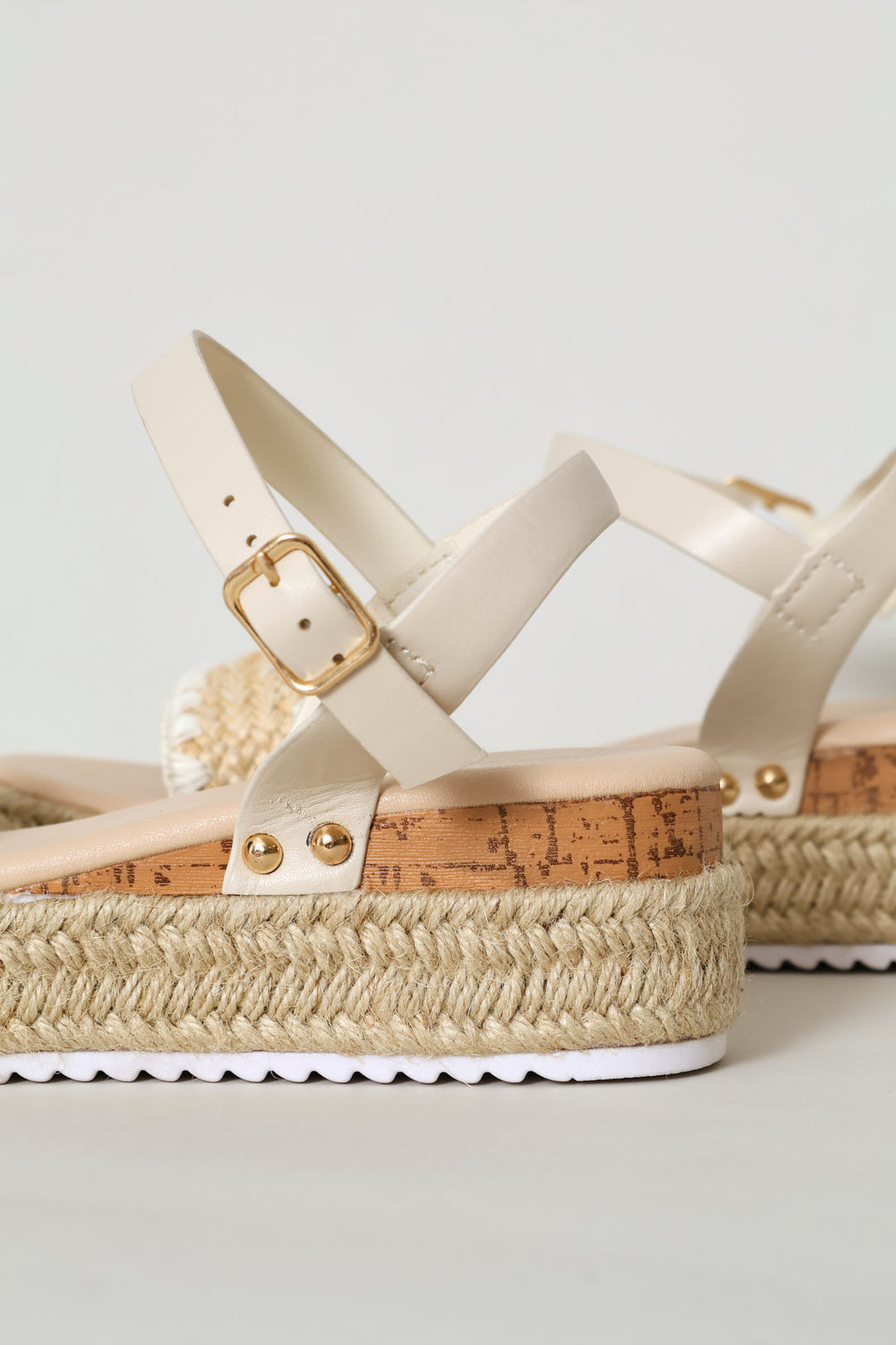 Girls Weave Espadrille Wedge - Stone
