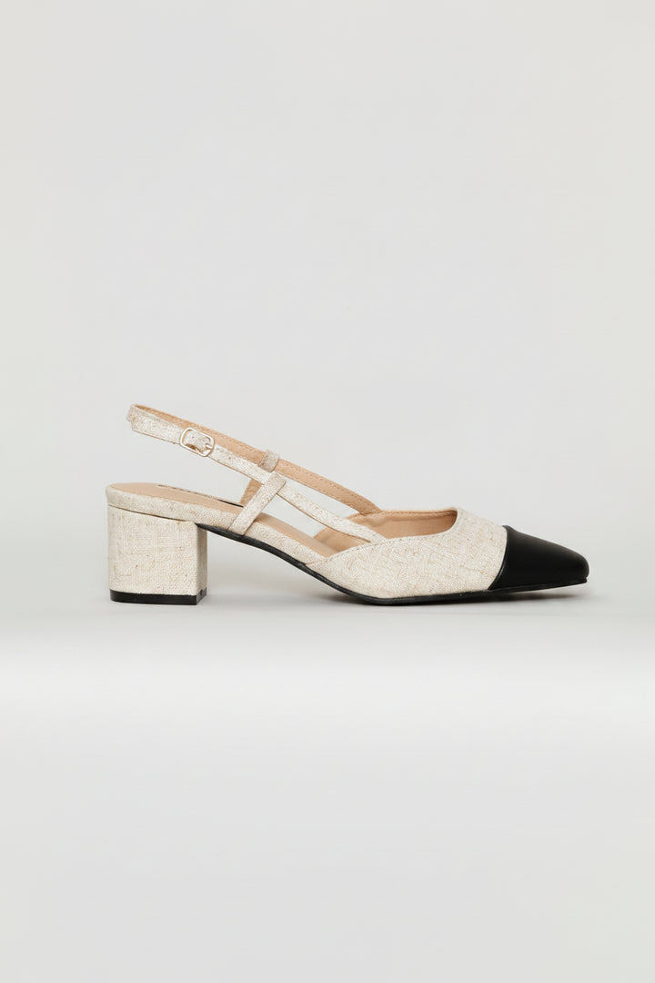 2 Tone Square Toe Block Heel - Multi