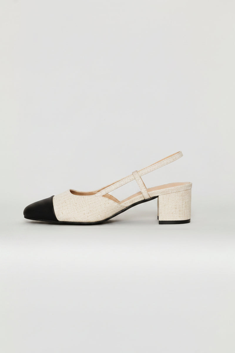 2 Tone Square Toe Block Heel - Multi