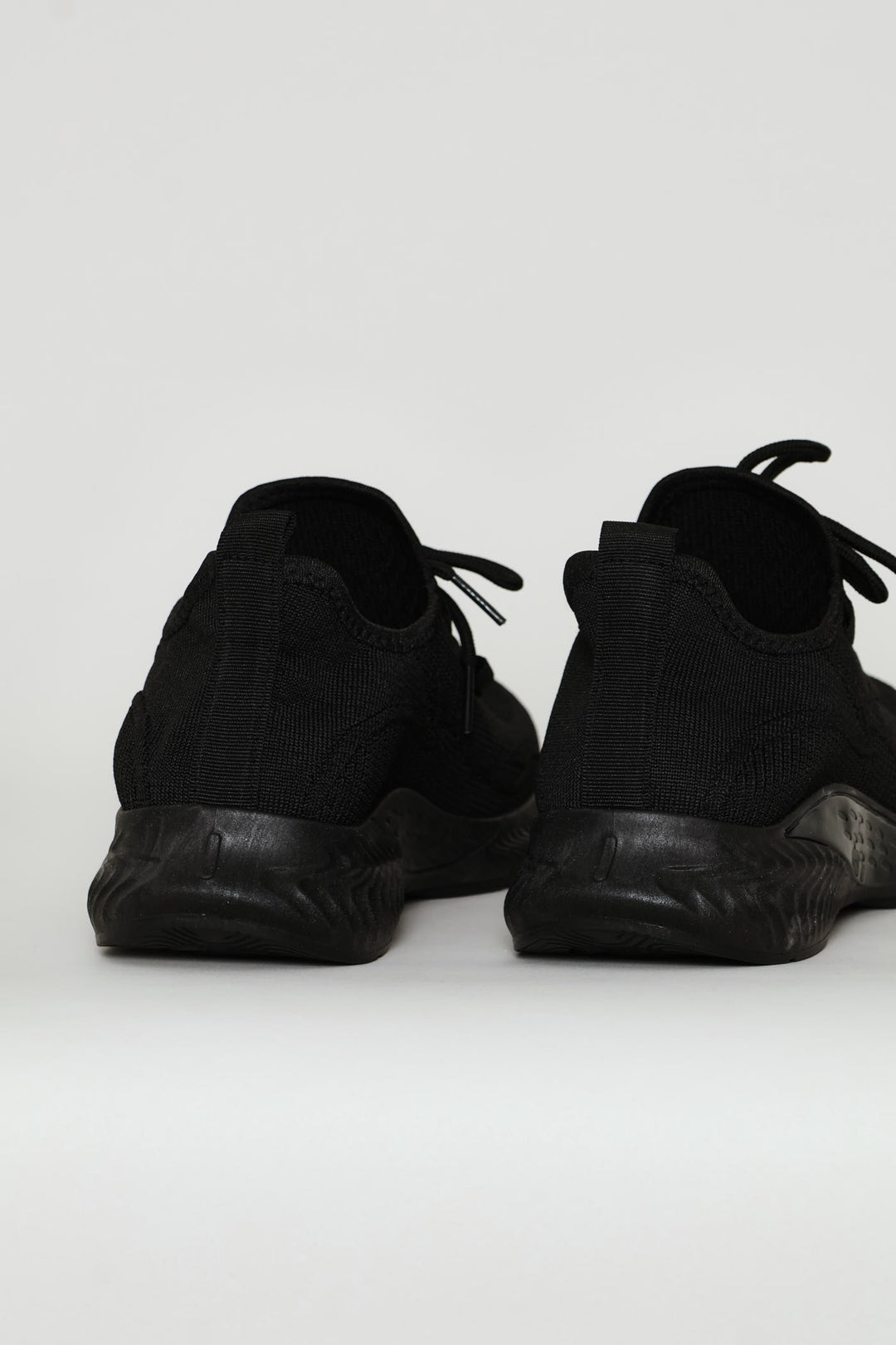 Basic Fly Knit Lace Up Slip On Sneaker - Black