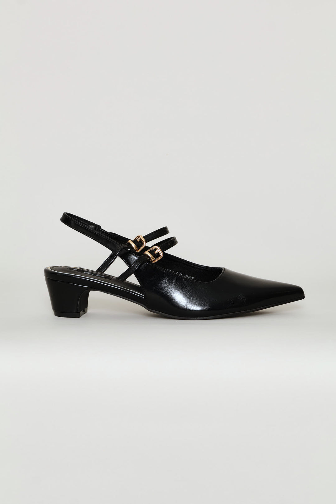 Cone Heel Double Strap Mary-Jane - Black