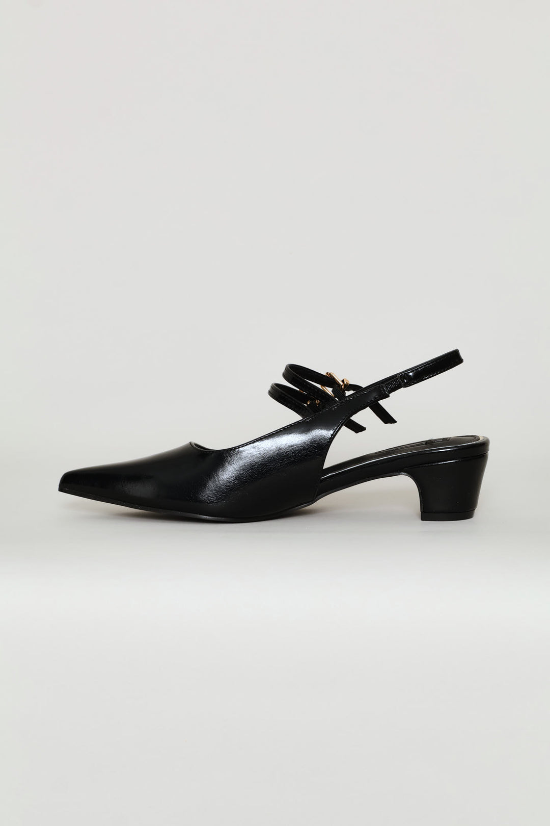 Cone Heel Double Strap Mary-Jane - Black