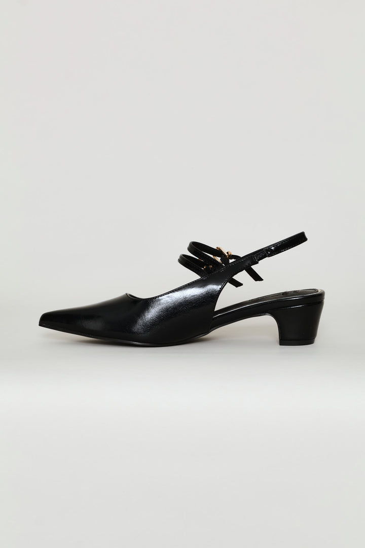 Cone Heel Double Strap Mary-Jane - Black