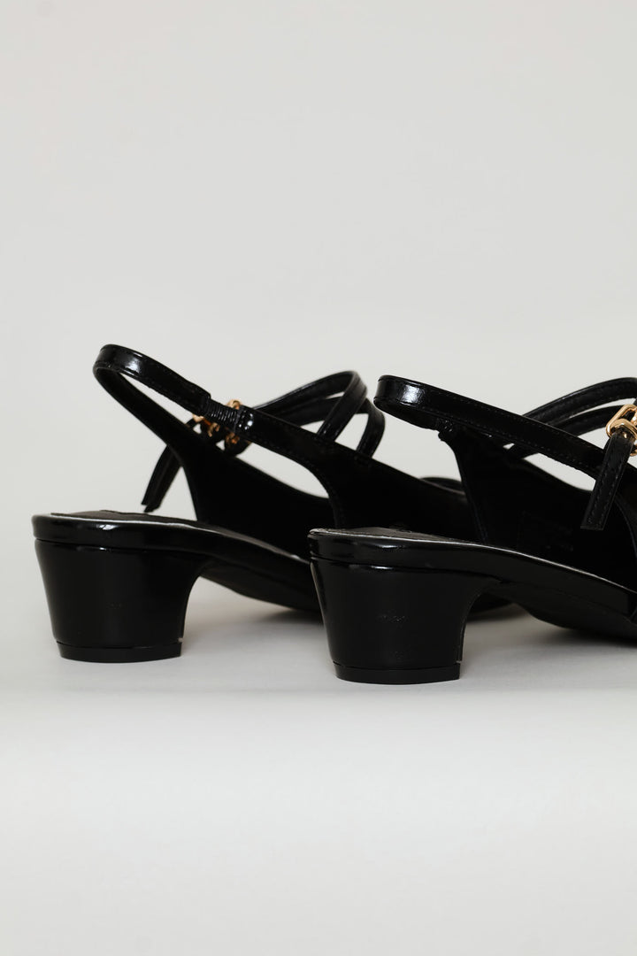 Cone Heel Double Strap Mary-Jane - Black