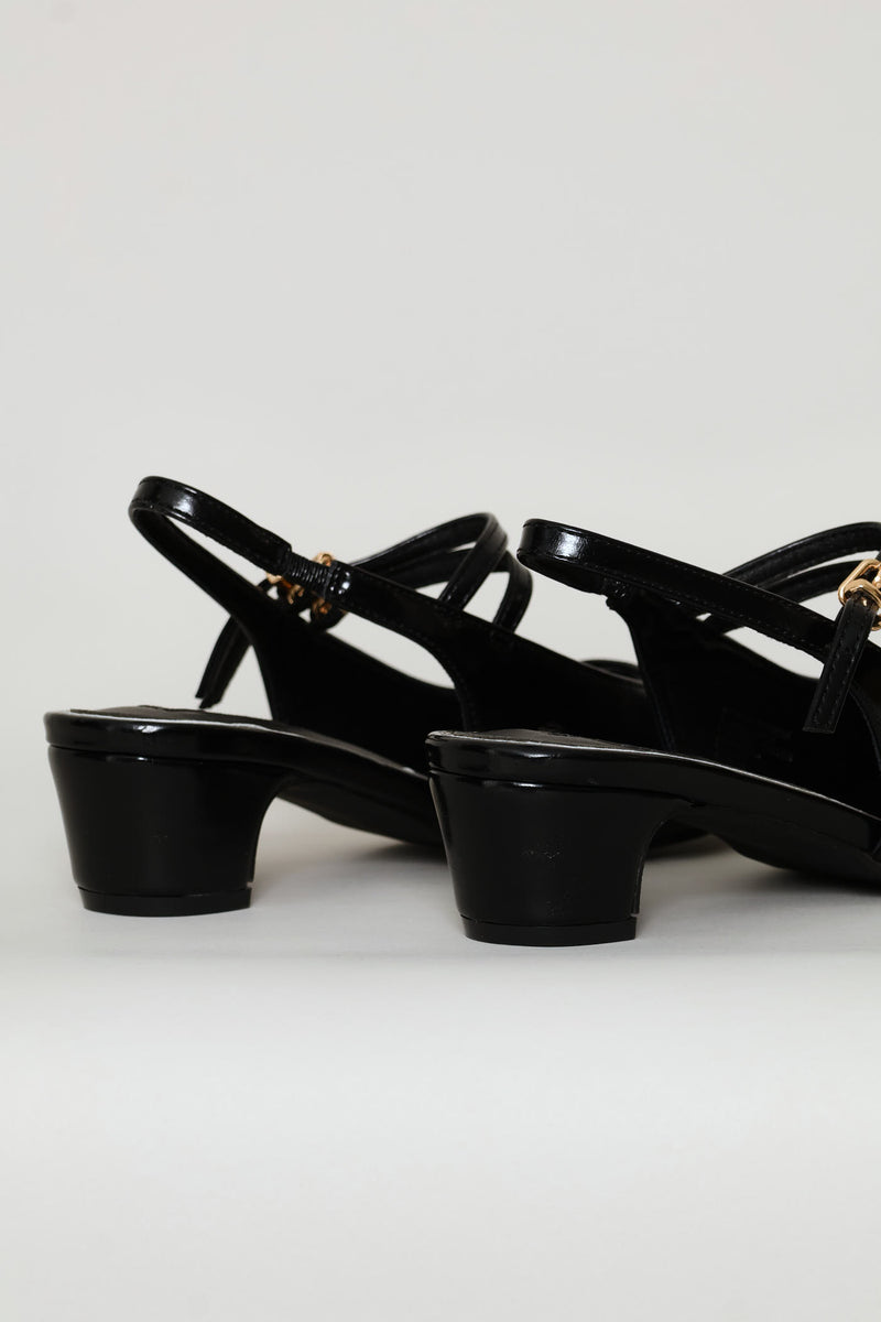 Cone Heel Double Strap Mary-Jane - Black