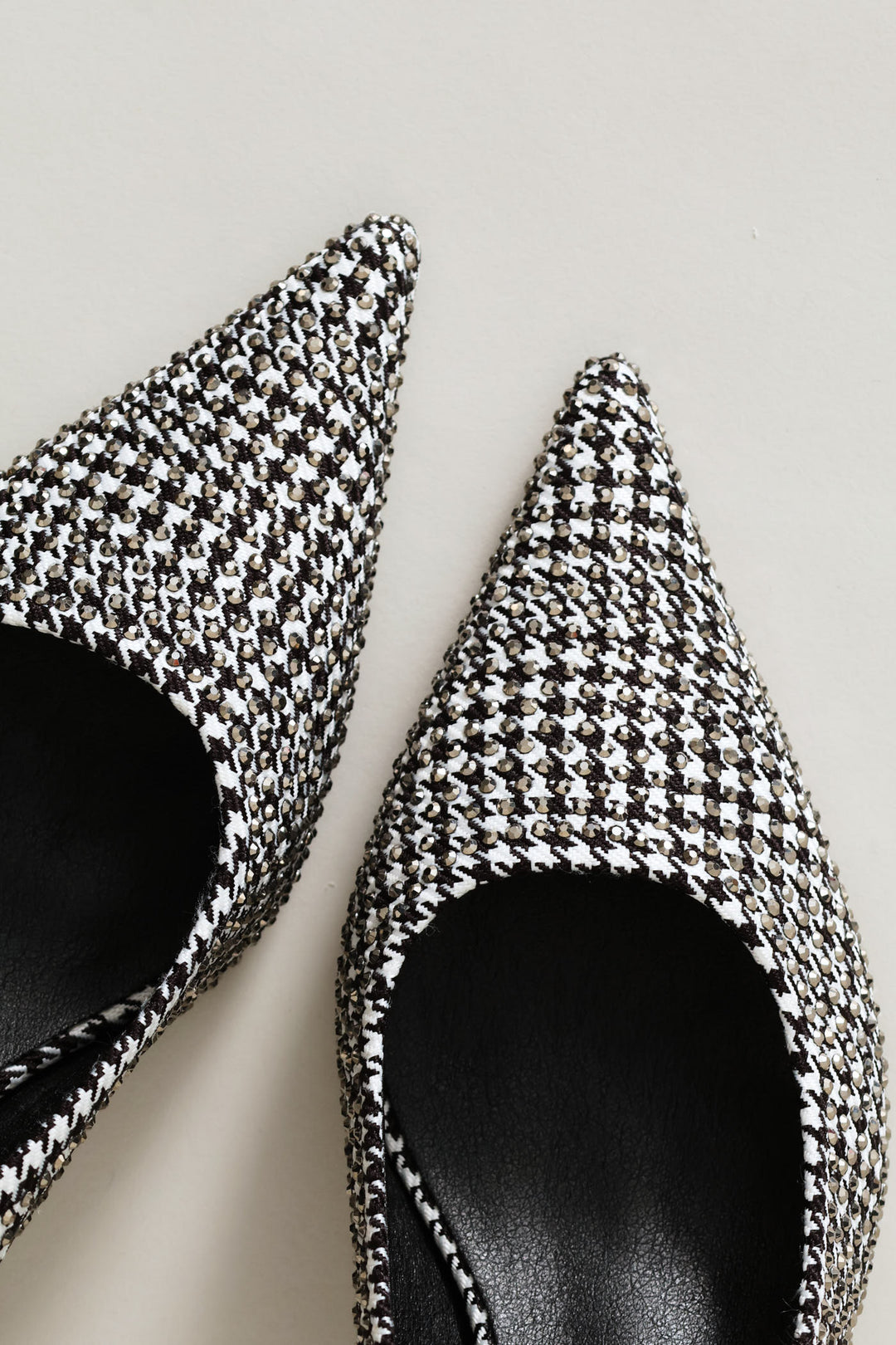 Houndstooth Diamante Slingback Heel - Black/White