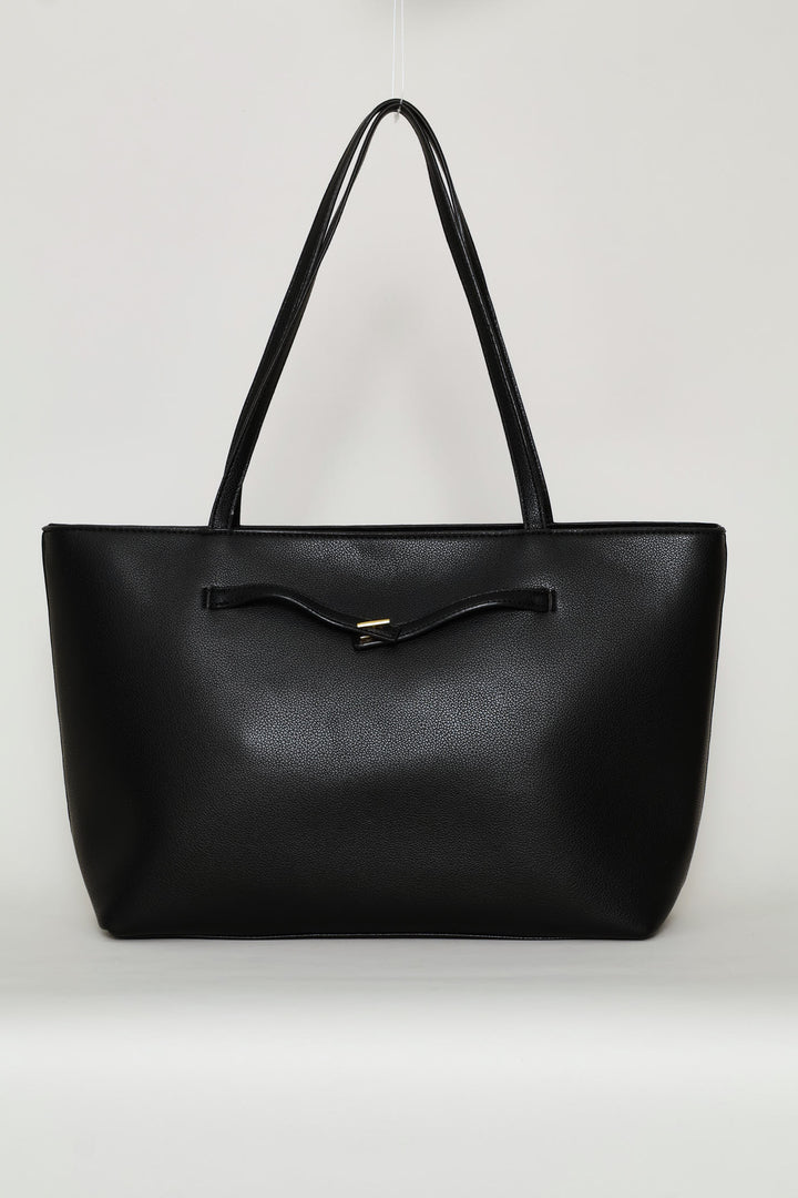 Belt Detail Shopper - Black