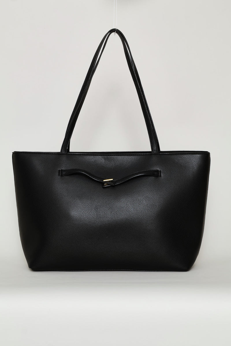 Belt Detail Shopper - Black