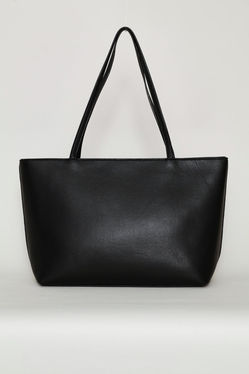 Belt Detail Shopper - Black