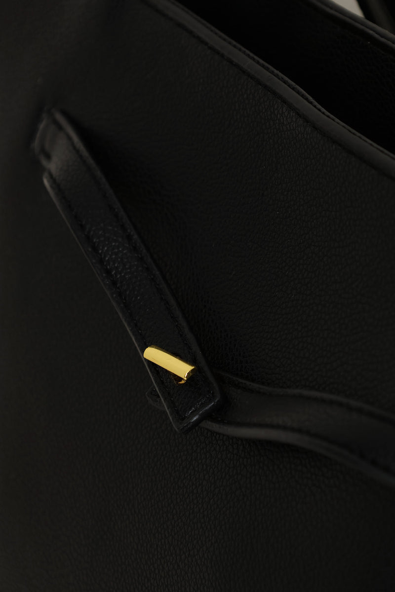 Belt Detail Shopper - Black
