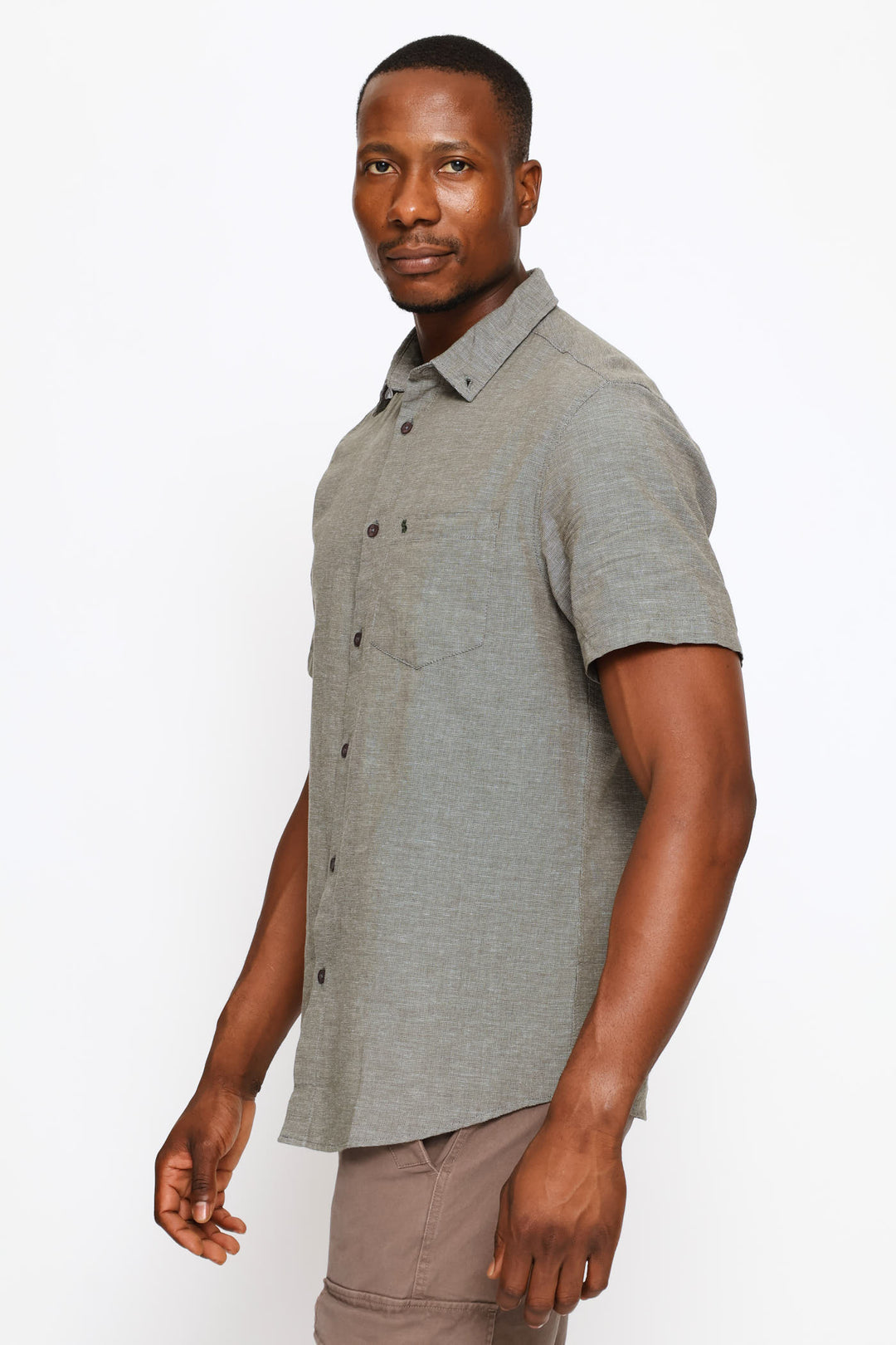Short Sleeve Slub Shirt - Fatigue