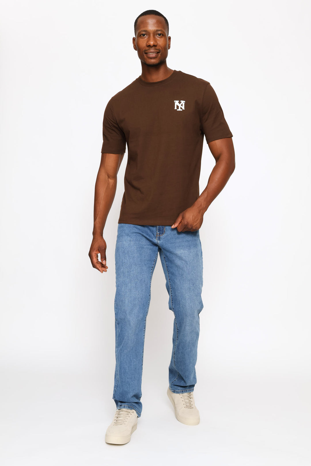 Ny Heavy Weight Chest Print Tee - Chocolate
