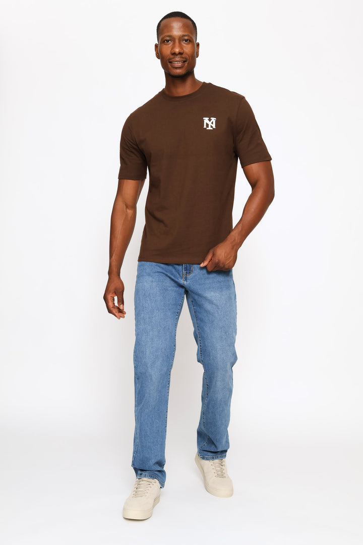 Ny Heavy Weight Chest Print Tee - Chocolate