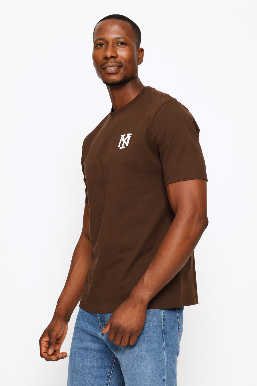 Ny Heavy Weight Chest Print Tee - Chocolate