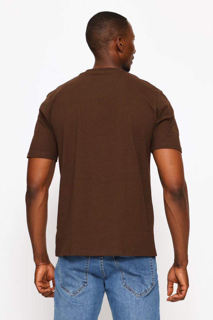 Ny Heavy Weight Chest Print Tee - Chocolate