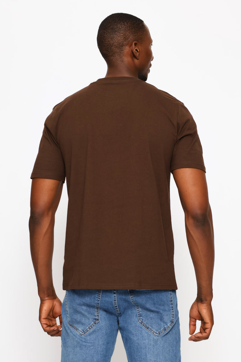 Ny Heavy Weight Chest Print Tee - Chocolate