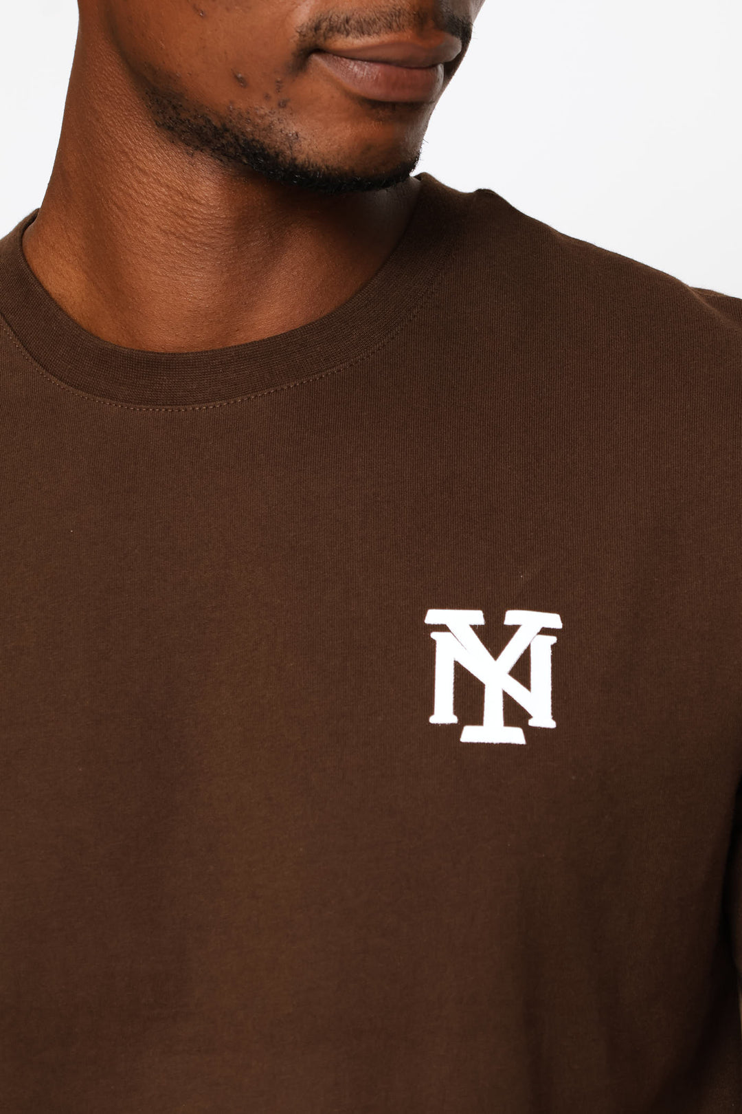 Ny Heavy Weight Chest Print Tee - Chocolate