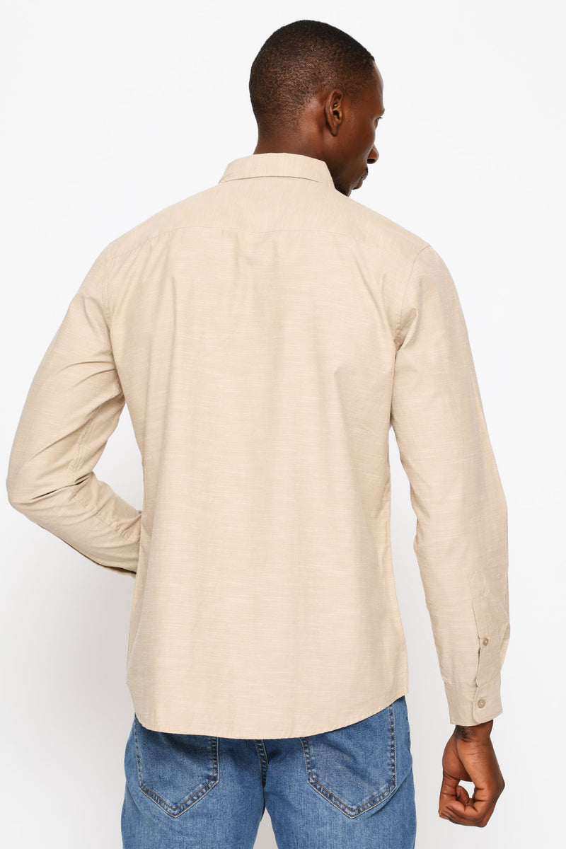 Ringspun Slub Button Down Shirt - Light Stone