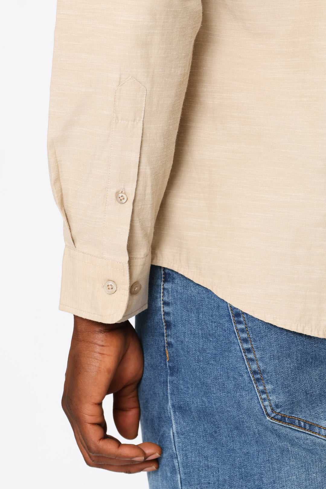 Ringspun Slub Button Down Shirt - Light Stone