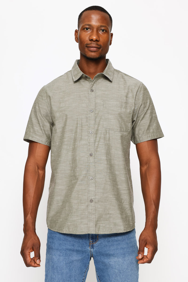 Ringspun Slub Button Down Shirt - Green