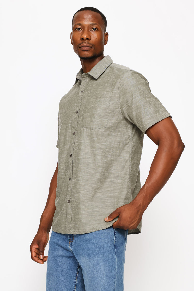Ringspun Slub Button Down Shirt - Green
