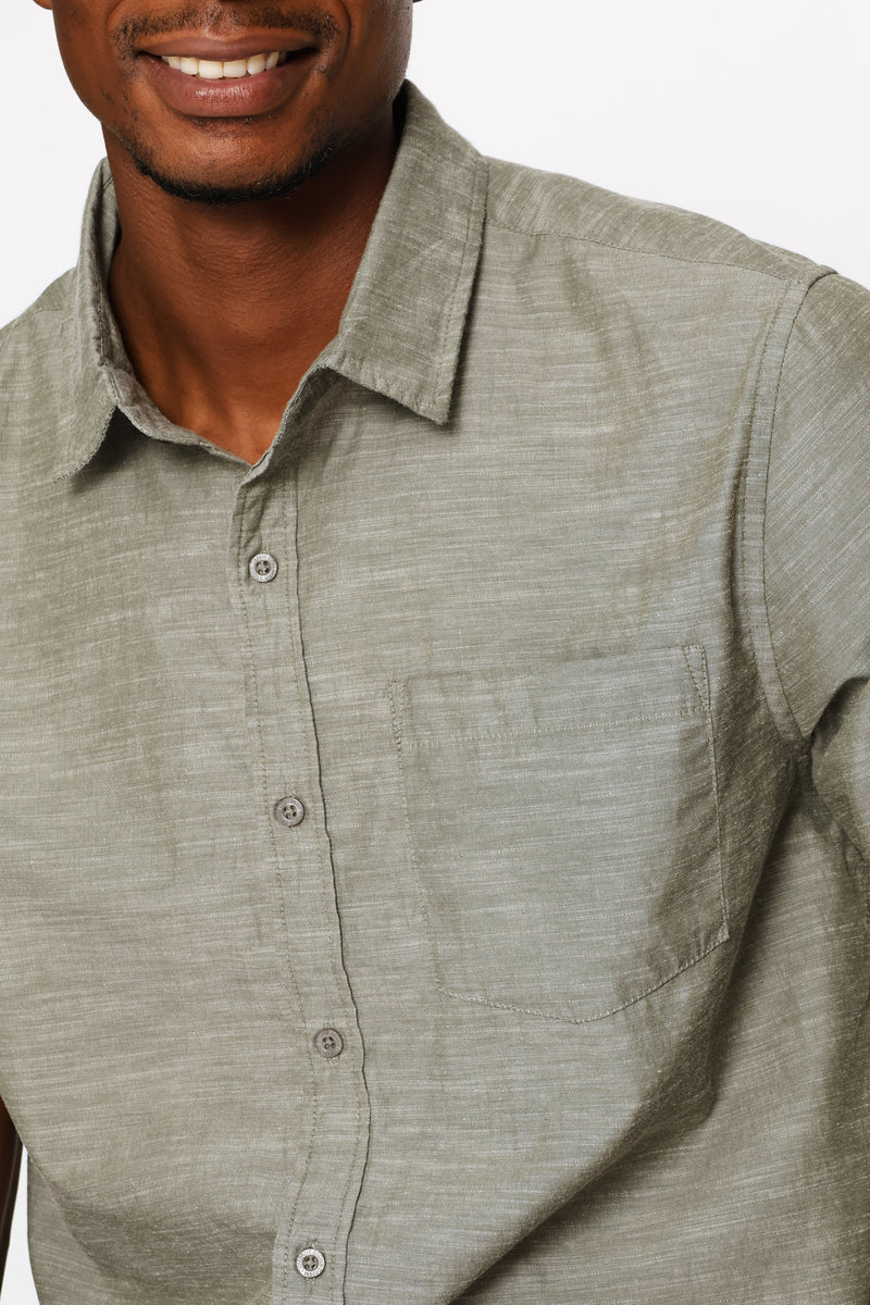 Ringspun Slub Button Down Shirt - Green
