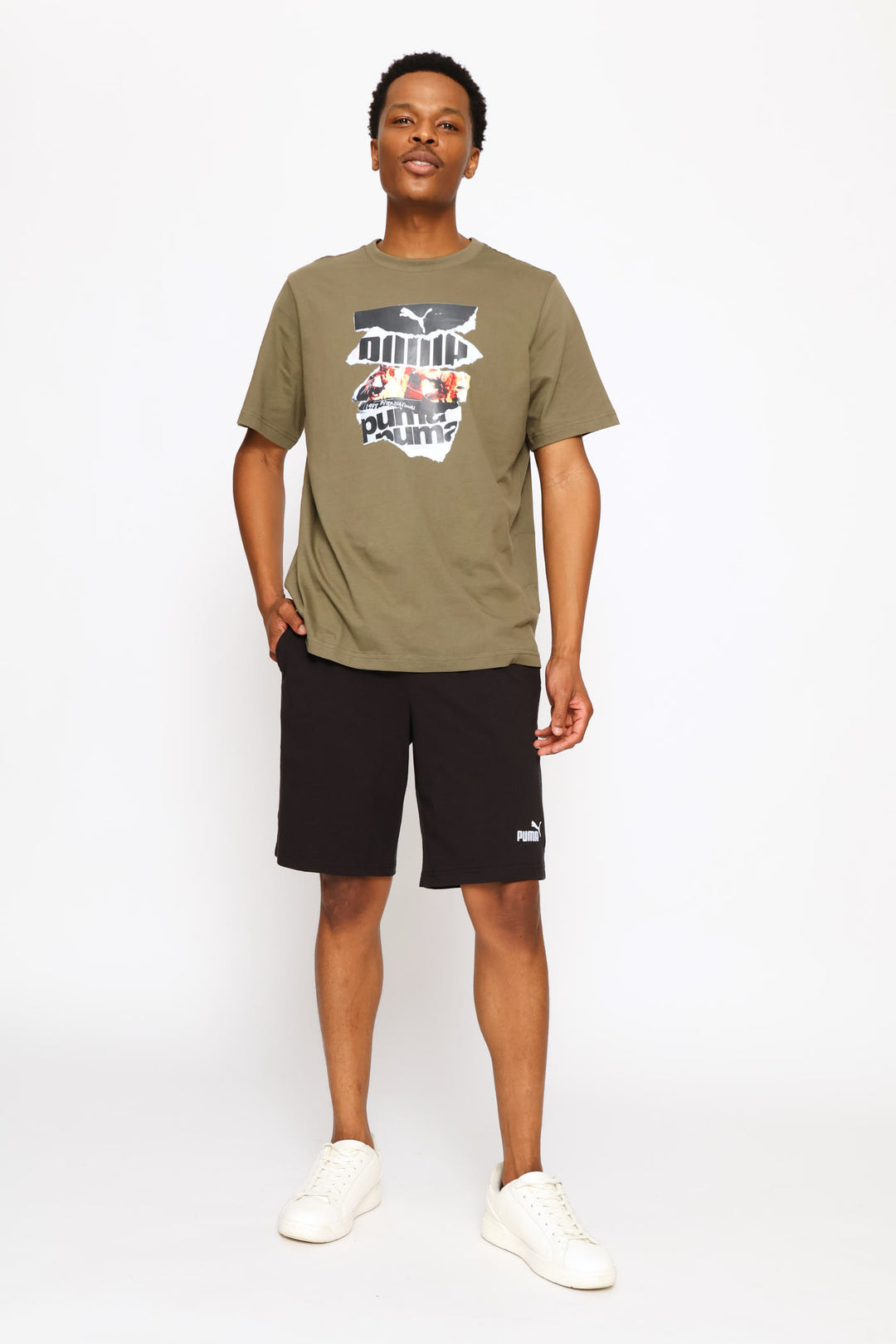 Graphic Photo Print Tee - Olive