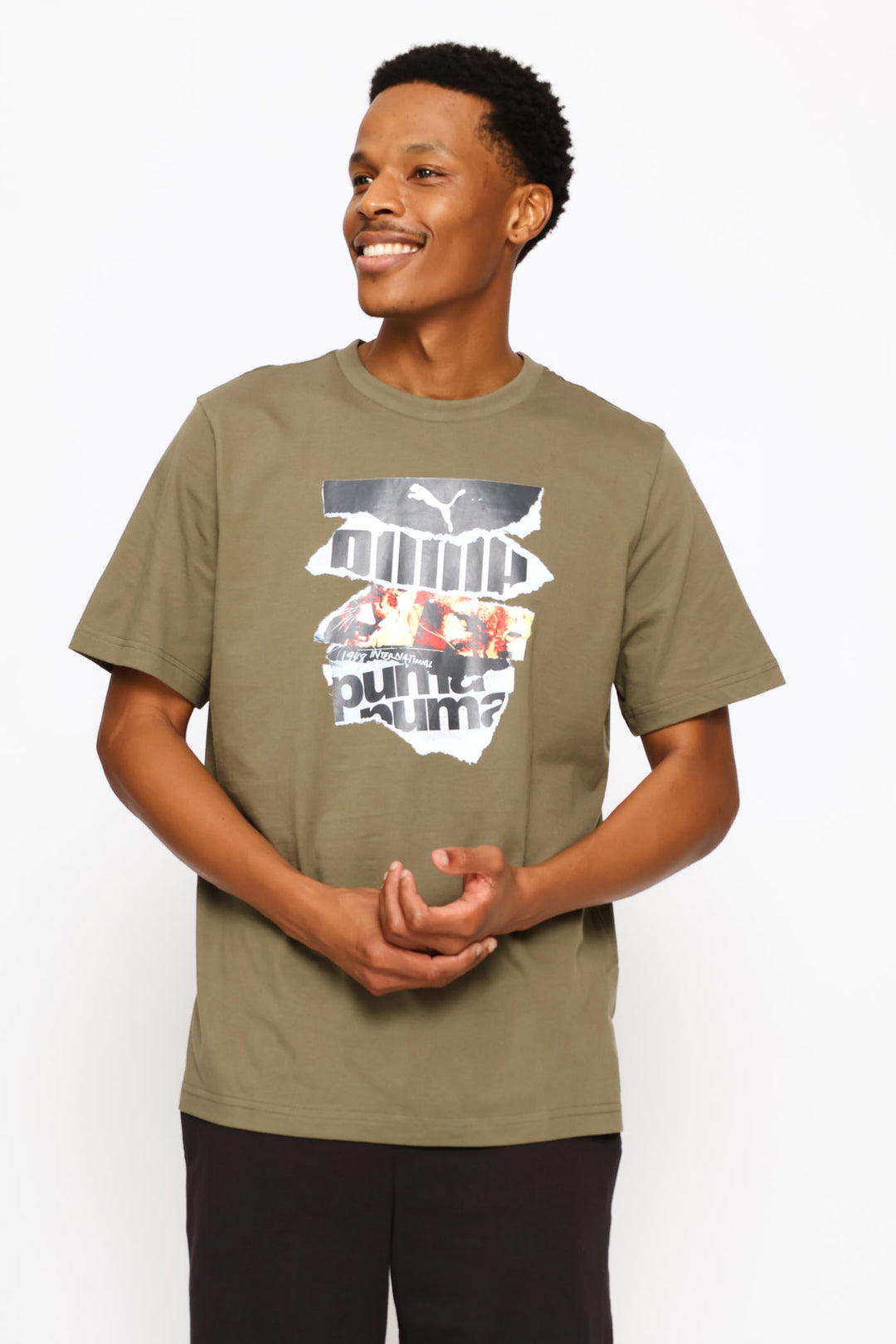 Graphic Photo Print Tee - Olive