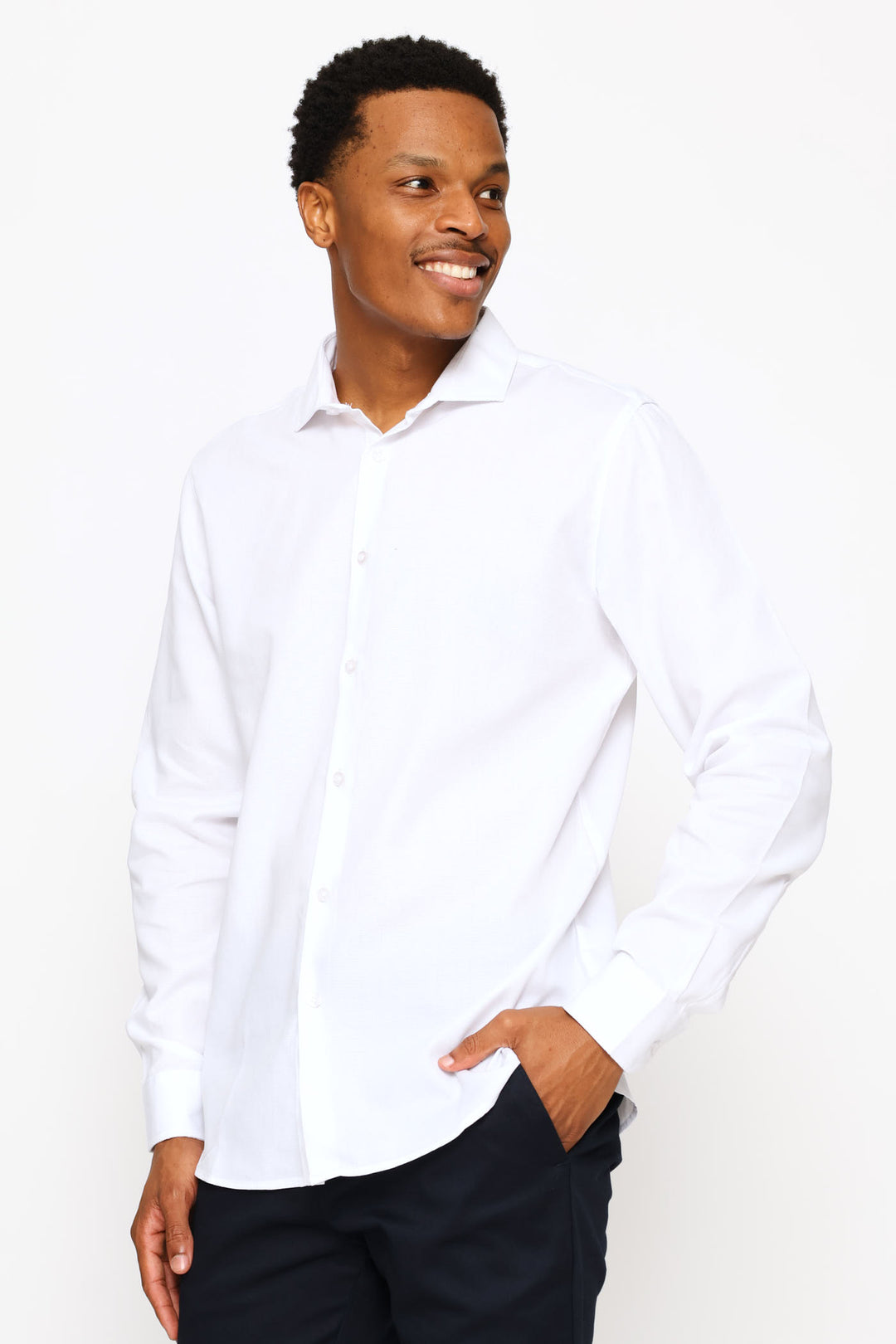 Long Sleeve Tonal Textured Shirt - White