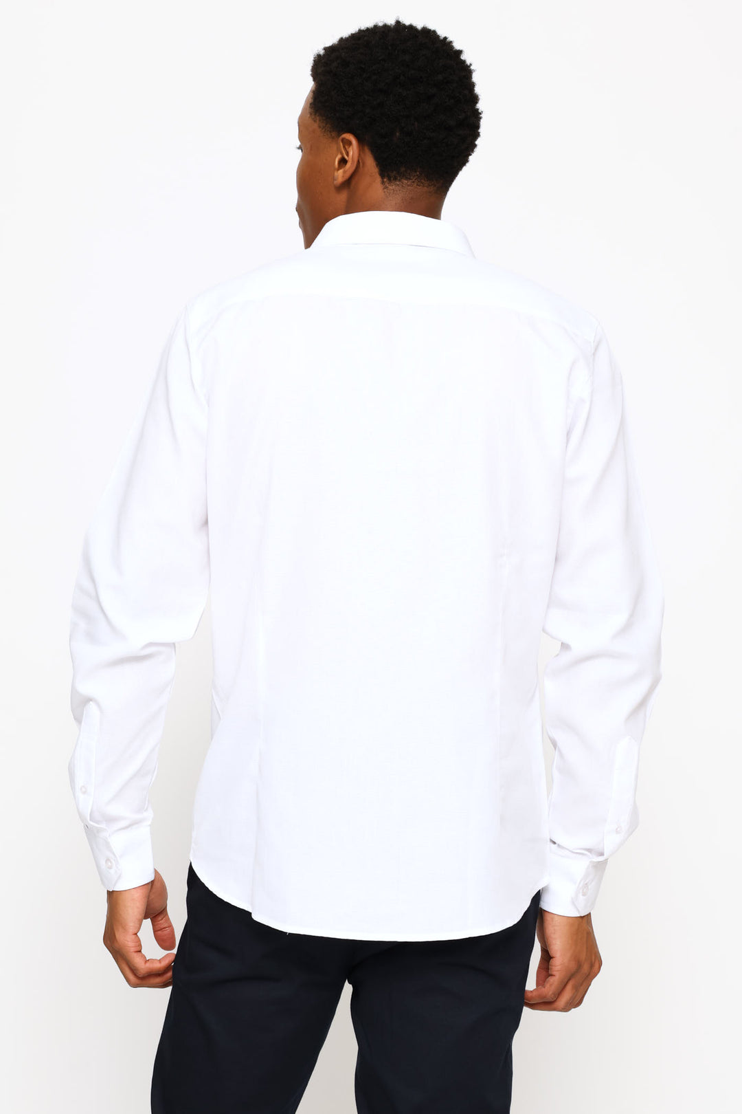 Long Sleeve Tonal Textured Shirt - White
