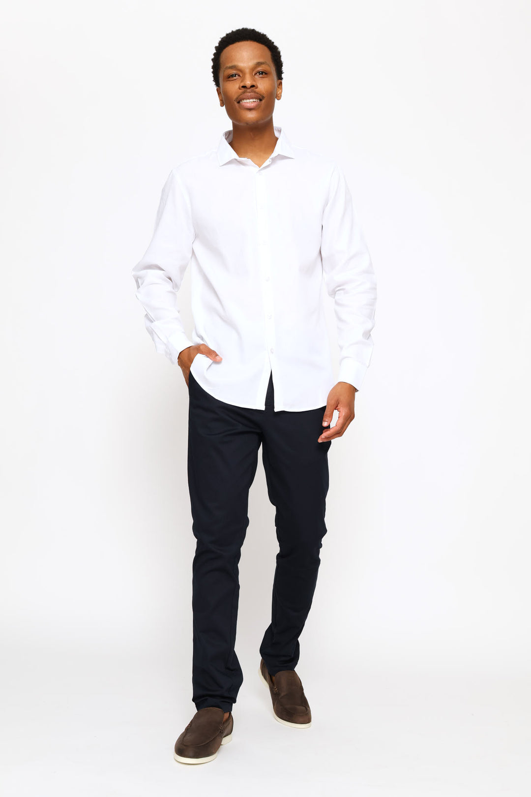 Long Sleeve Tonal Textured Shirt - White
