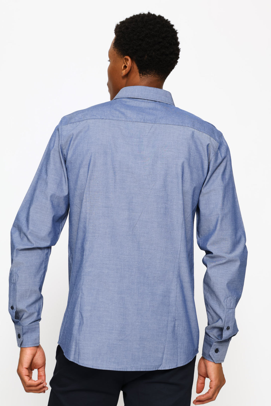 Long Sleeve Chambray Shirt - Mid Blue