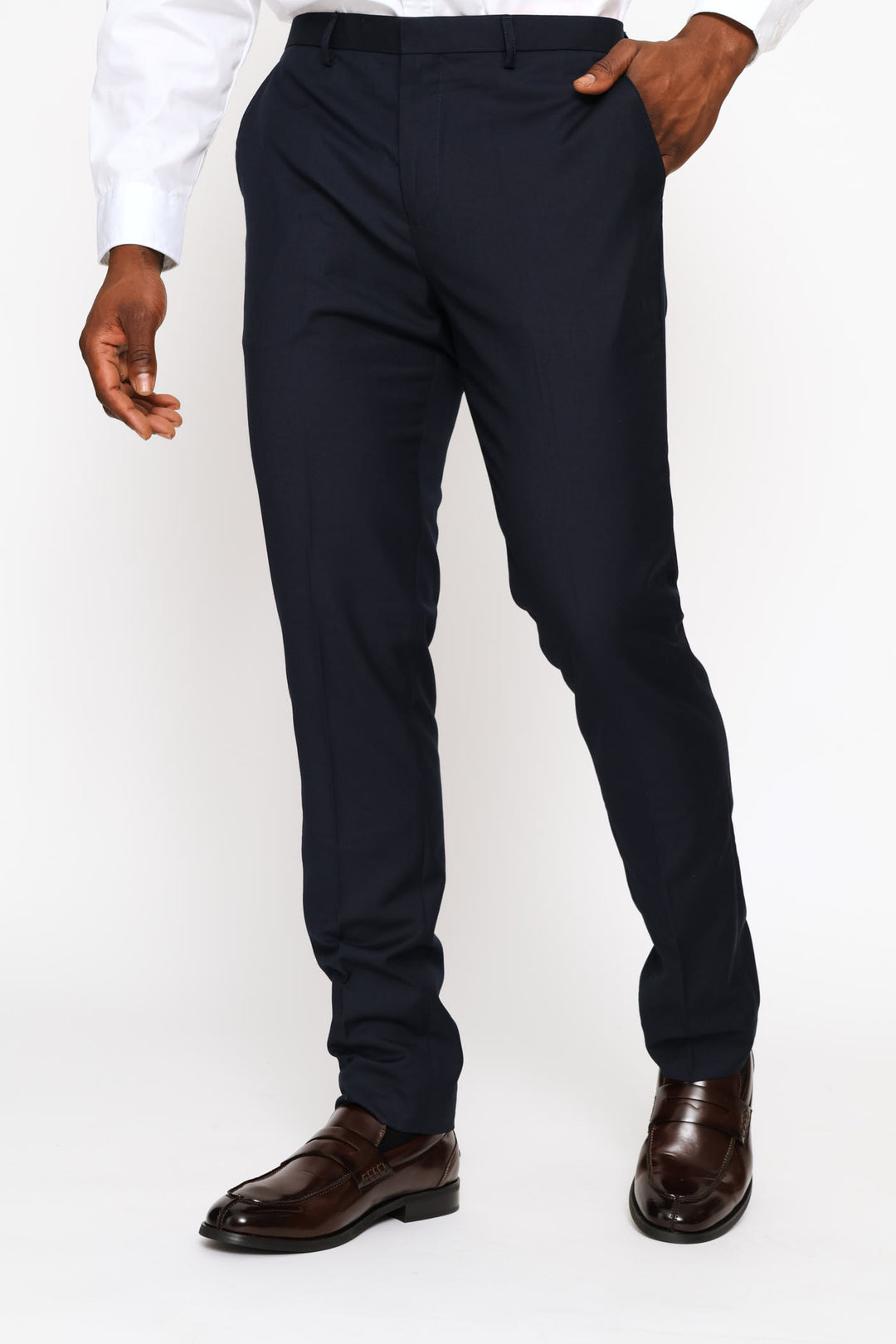Slim Fit Viscose Blend Suit Trouser - Navy