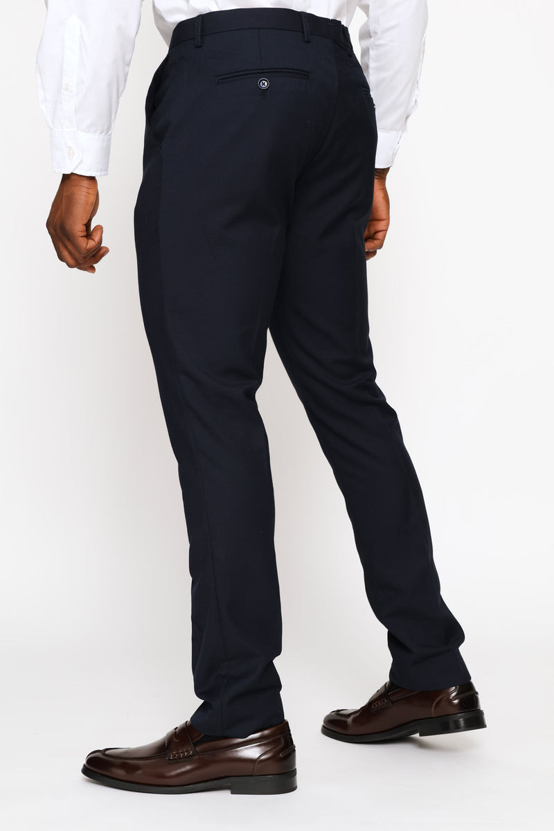 Slim Fit Viscose Blend Suit Trouser - Navy