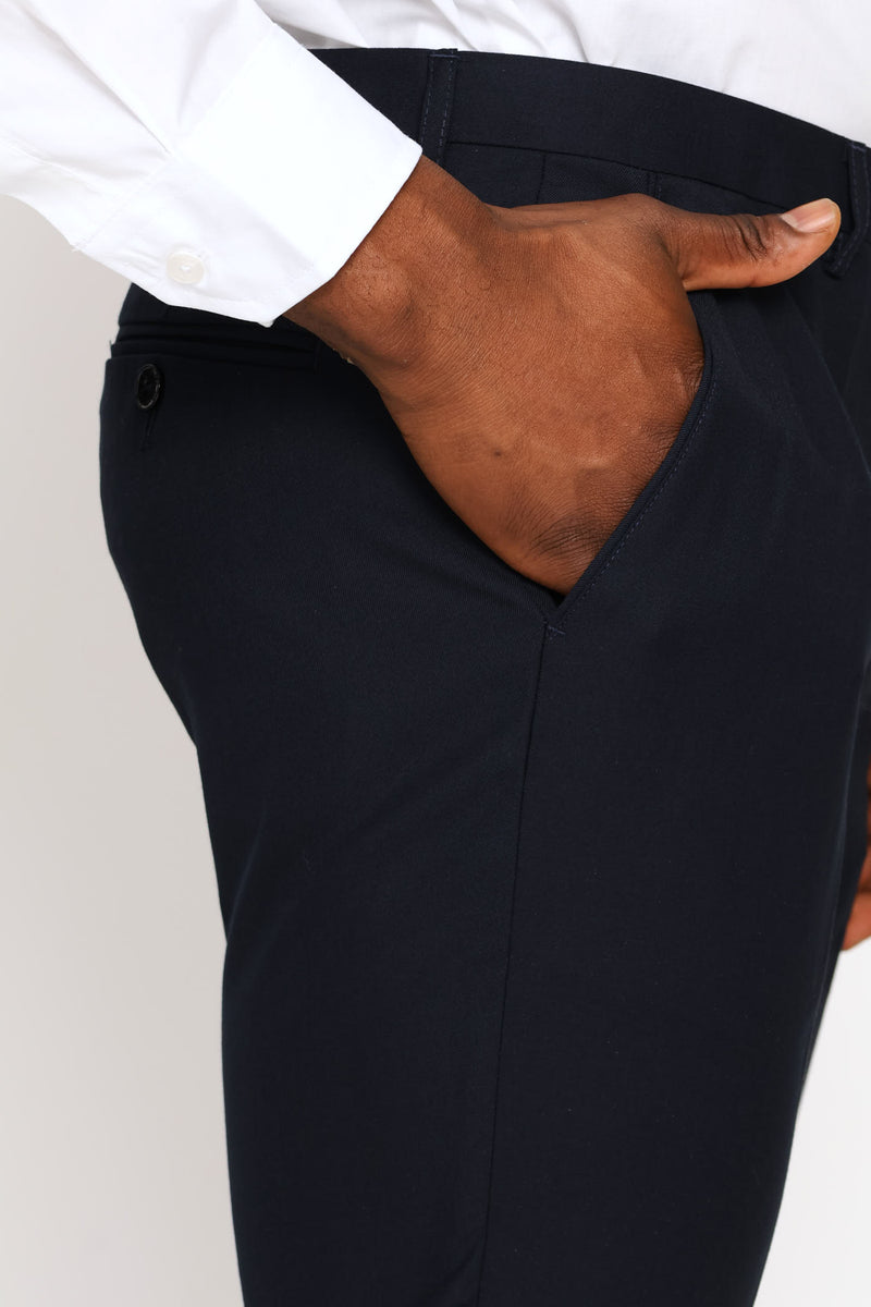 Slim Fit Viscose Blend Suit Trouser - Navy