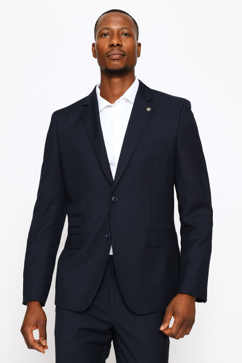 Regular Fit Viscose Blend Suit Jacket - Navy