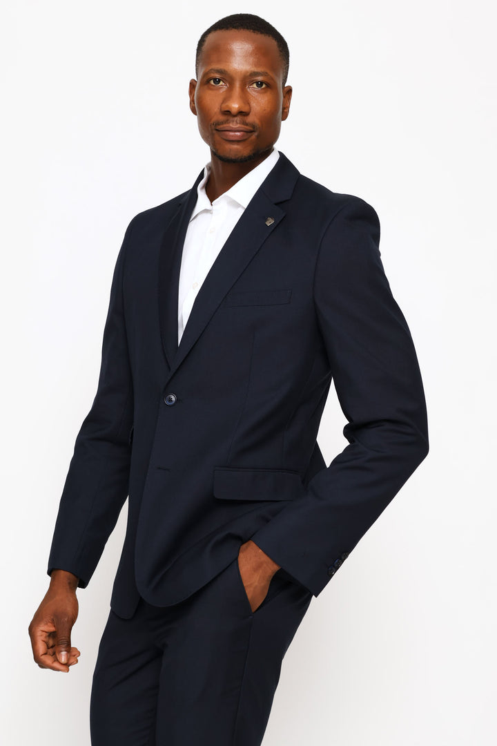 Regular Fit Viscose Blend Suit Jacket - Navy