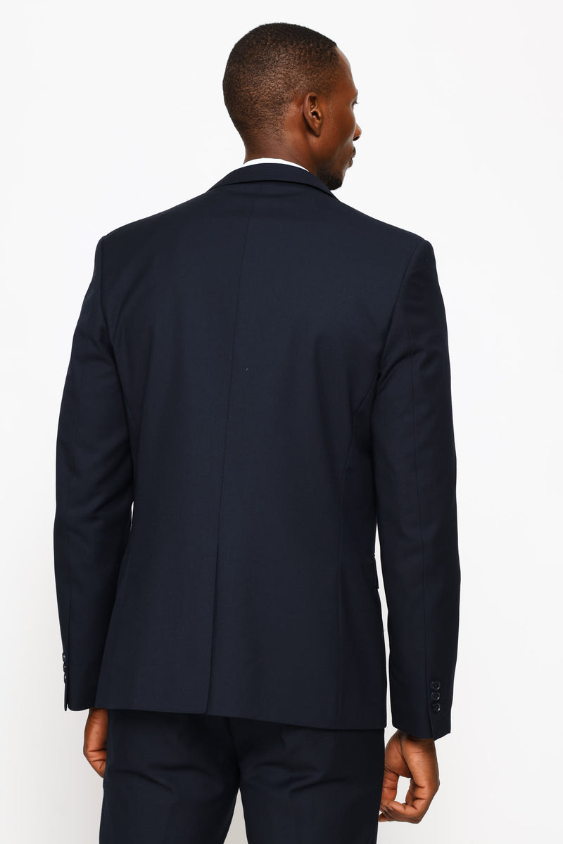 Regular Fit Viscose Blend Suit Jacket - Navy