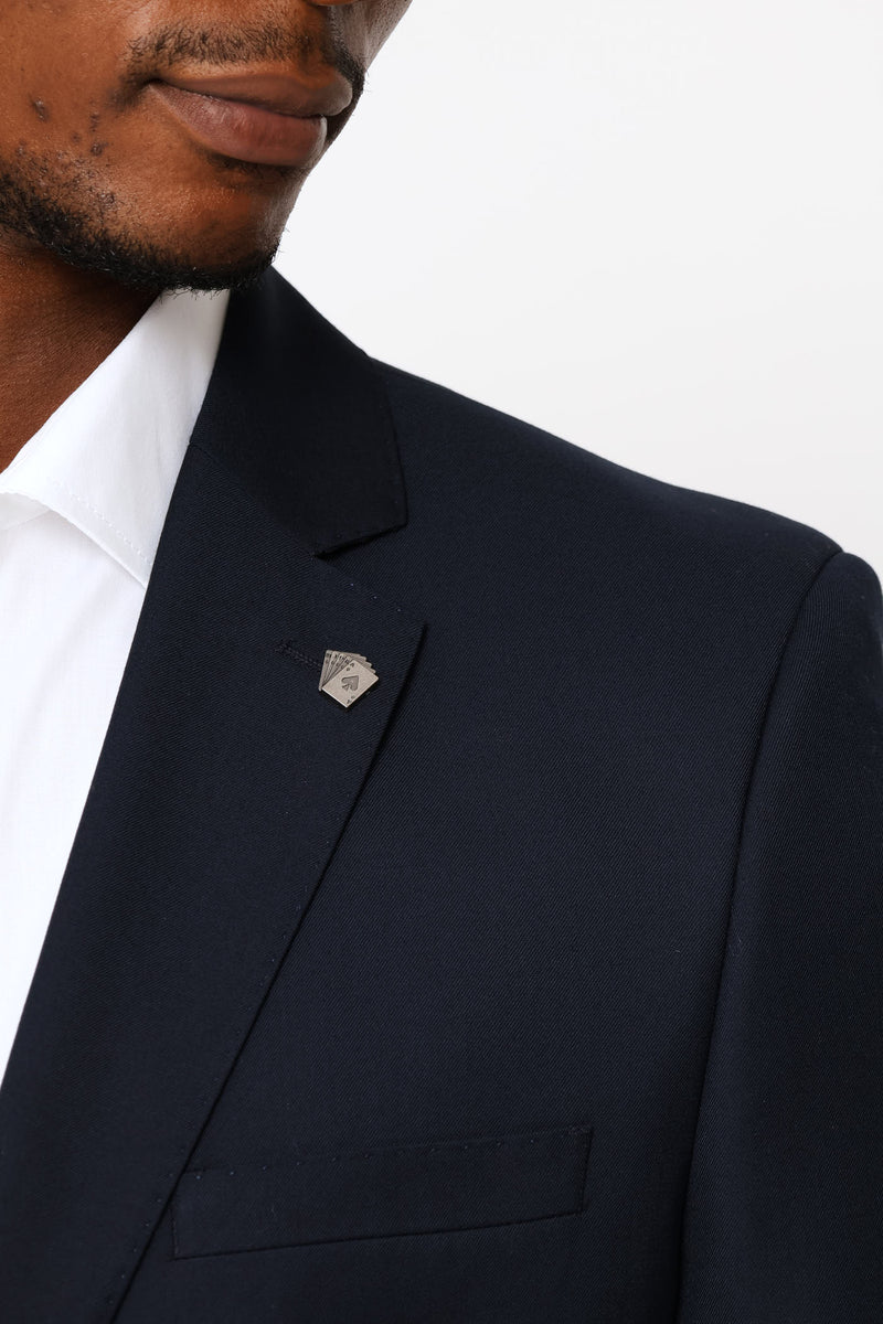 Regular Fit Viscose Blend Suit Jacket - Navy