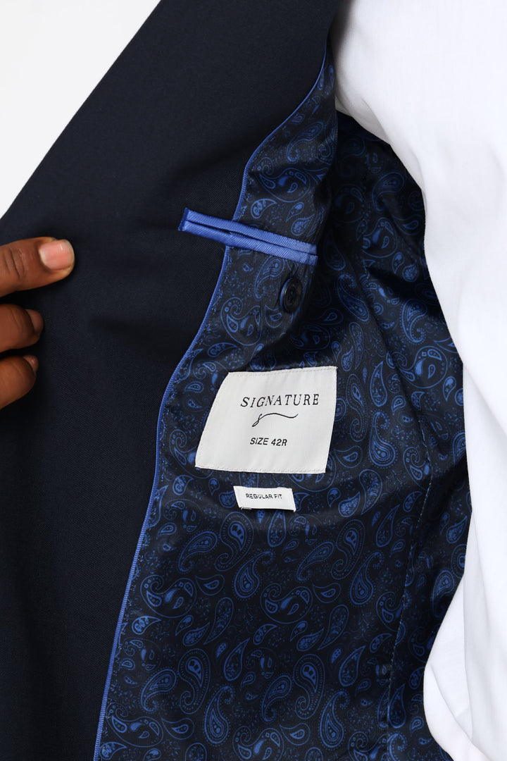 Regular Fit Viscose Blend Suit Jacket - Navy