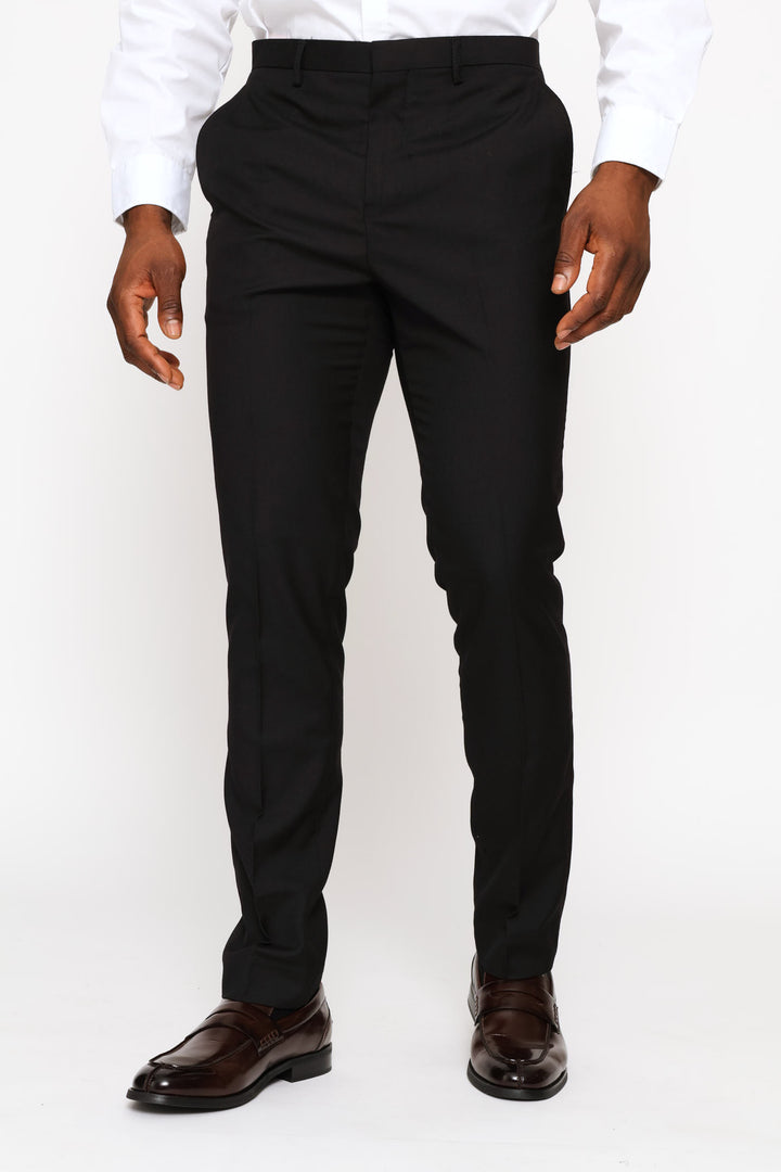 Slim Fit Viscose Blend Suit Trouser - Black