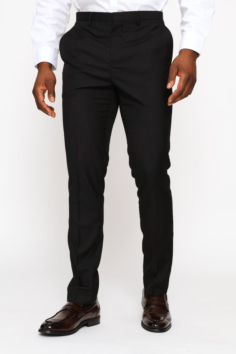 Slim Fit Viscose Blend Suit Trouser - Black