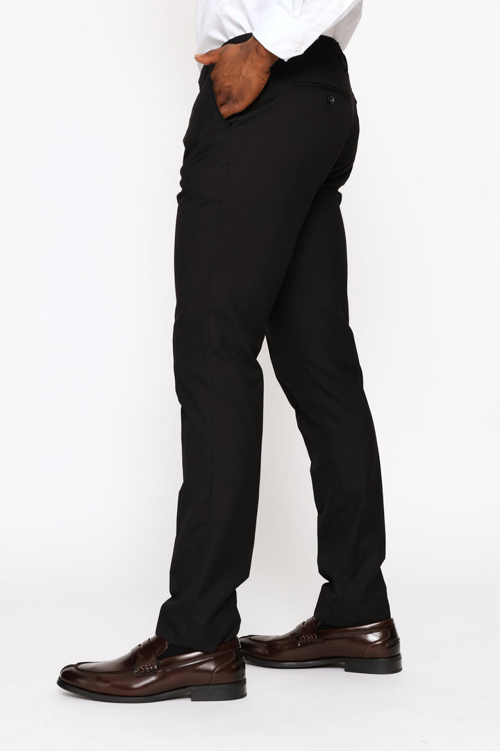 Slim Fit Viscose Blend Suit Trouser - Black