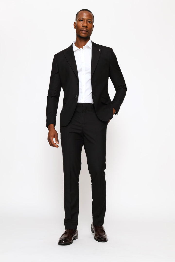 Slim Fit Viscose Blend Suit Jacket - Black