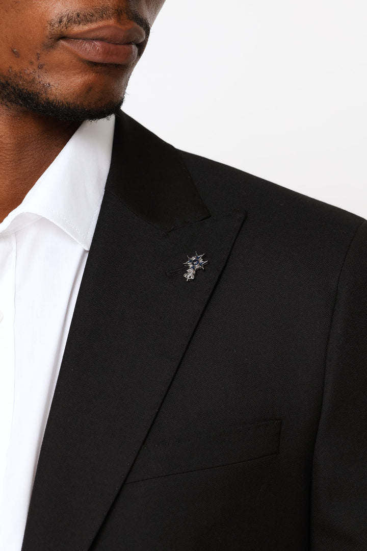 Slim Fit Viscose Blend Suit Jacket - Black